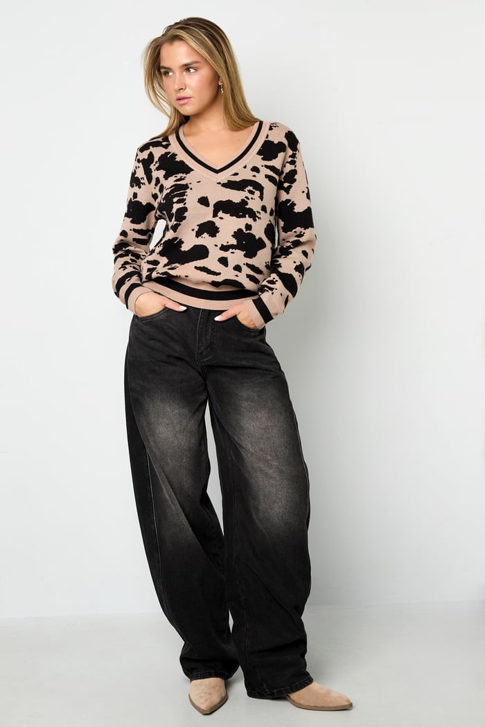 Adhesive (human cotton) Knit sweaters Leopard print Casual Fall/Winter  Clothes h5Picture4
